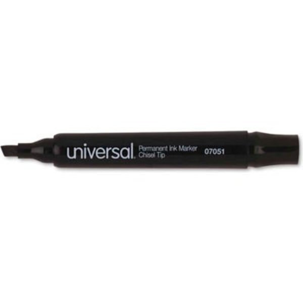 Universal Products Permanent Marker, Chisel Tip, Low Odor, Nontoxic, Black Ink, Dozen 7051